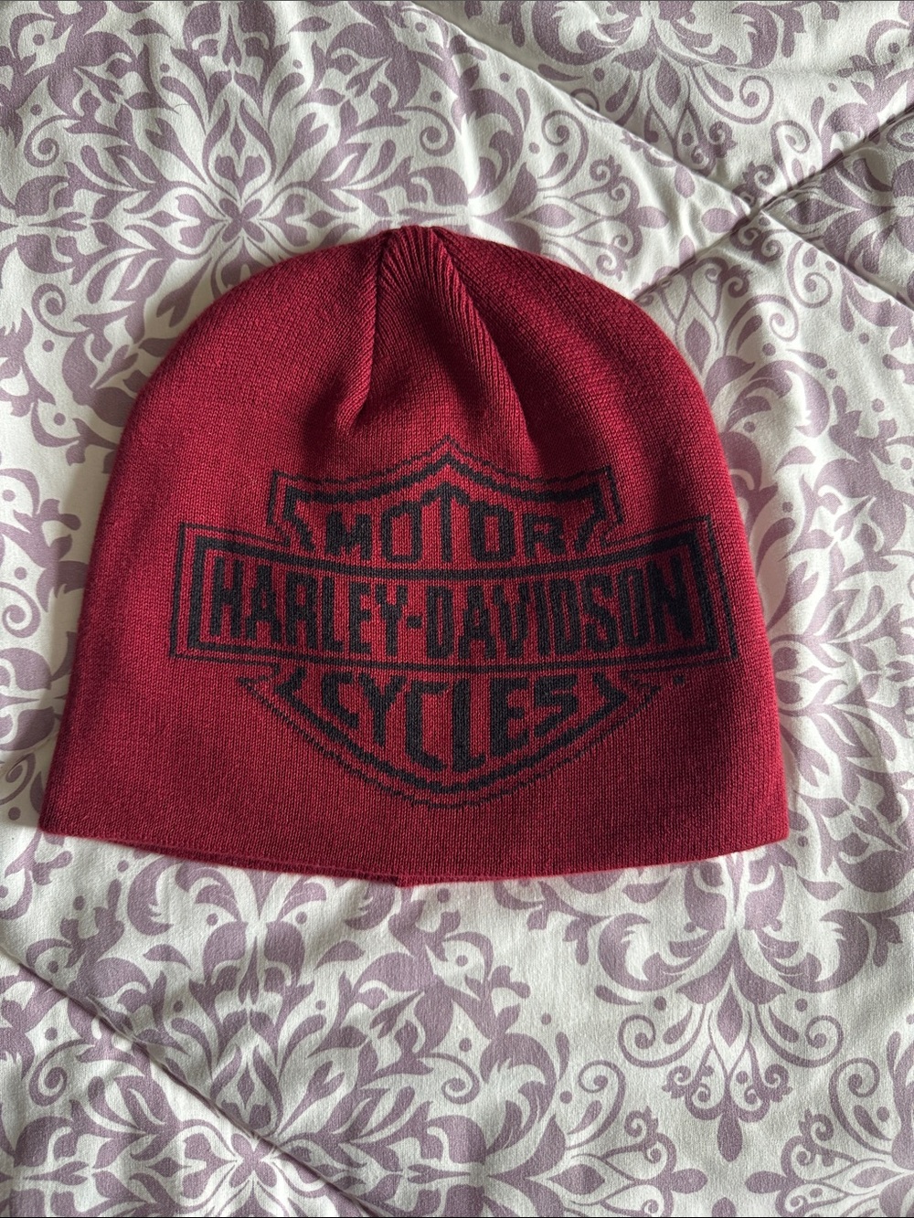 Harley-Davidson Red and Black Logo Knit Hat